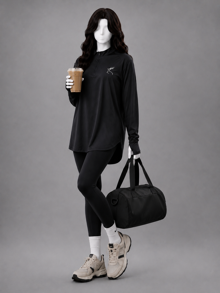 Sa'i Black Half-Zip Top | Women's